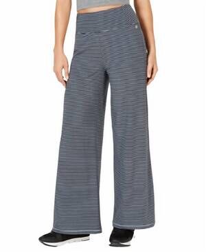 NEW CALVIN KLEIN activewear performance stripe wide leg pants in optic heather b